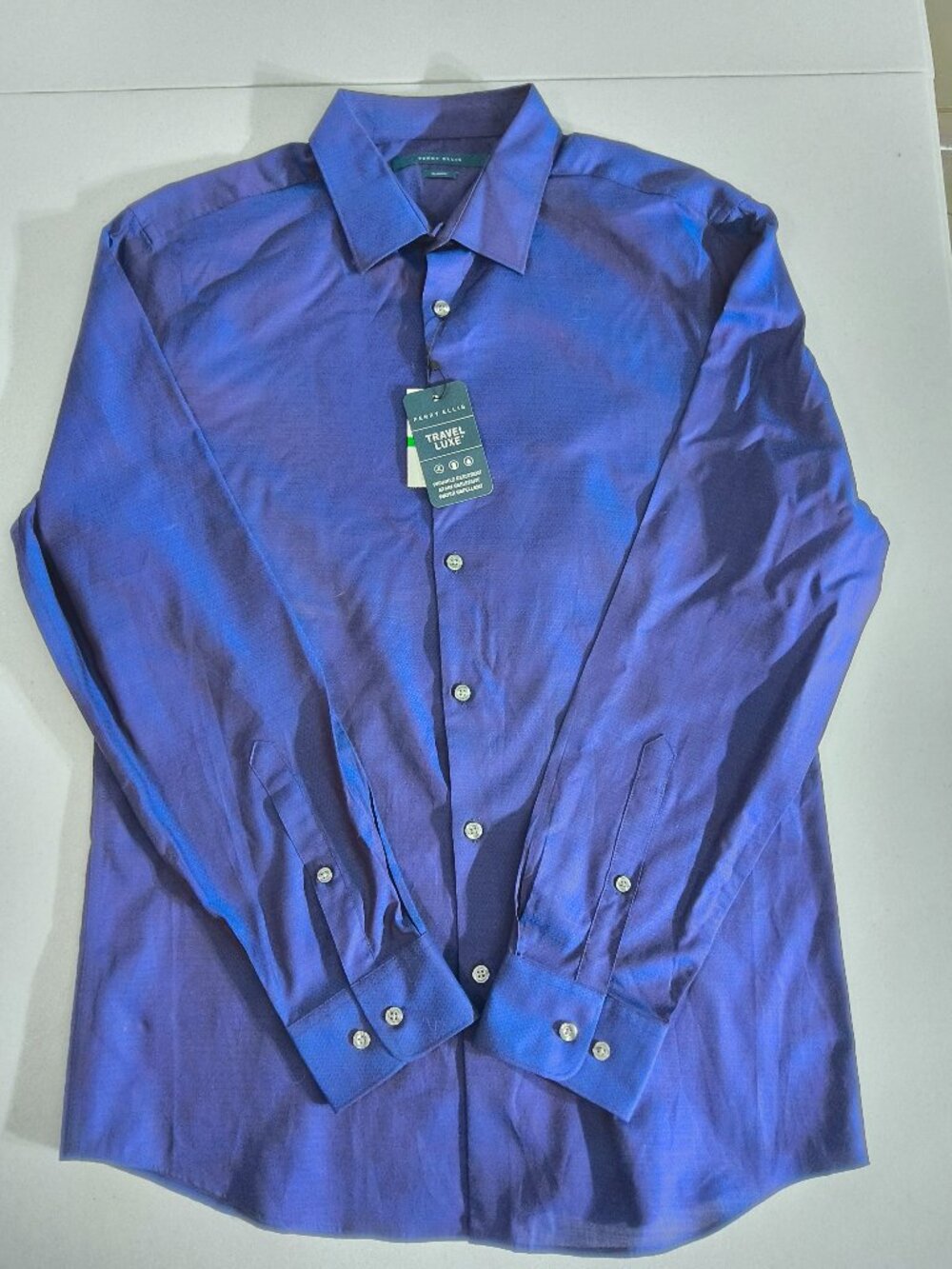 Perry Ellis Mens LG blue purple long sleeve shirt NWT